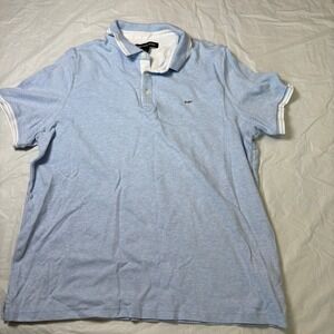 Michael Kors Mens Light Blue MK Logo Polo Shirt Size L Cotton